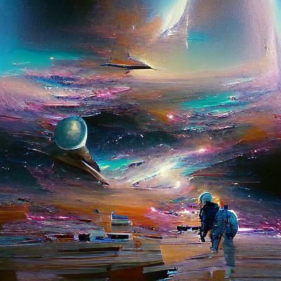 Spectacular Space Scene in Oil Painting Style
