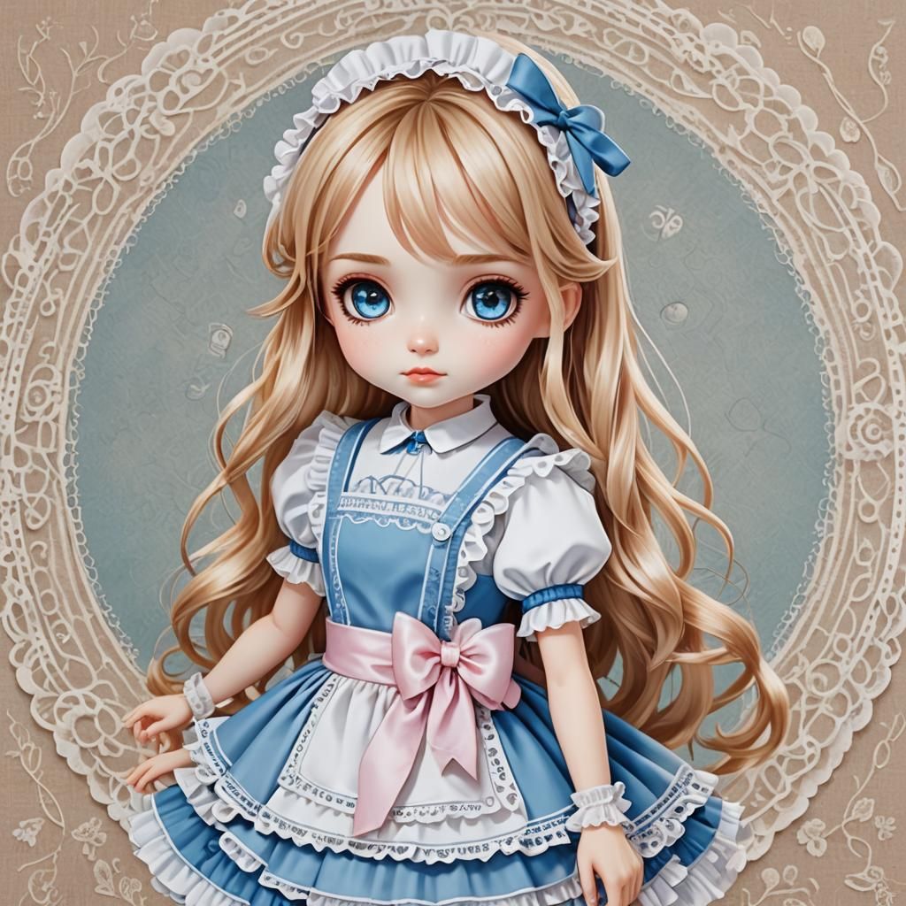 Chibi Alice in Wonderland Digital Portrait
