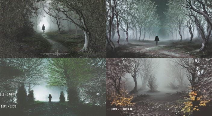 <lora:VHS:1.0>Haunted woods