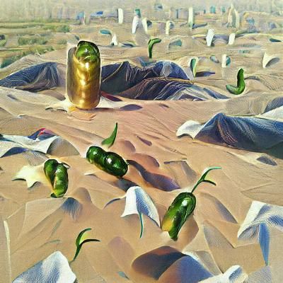 Surreal Desert of Jalapeños in Beksinski Style