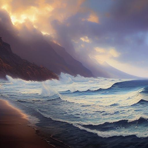 Tenerife Sea: Sinister Oil Painting