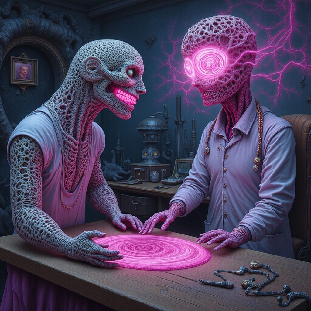 Steampunk Doctor Telemedicine with Zombie in Surreal Style