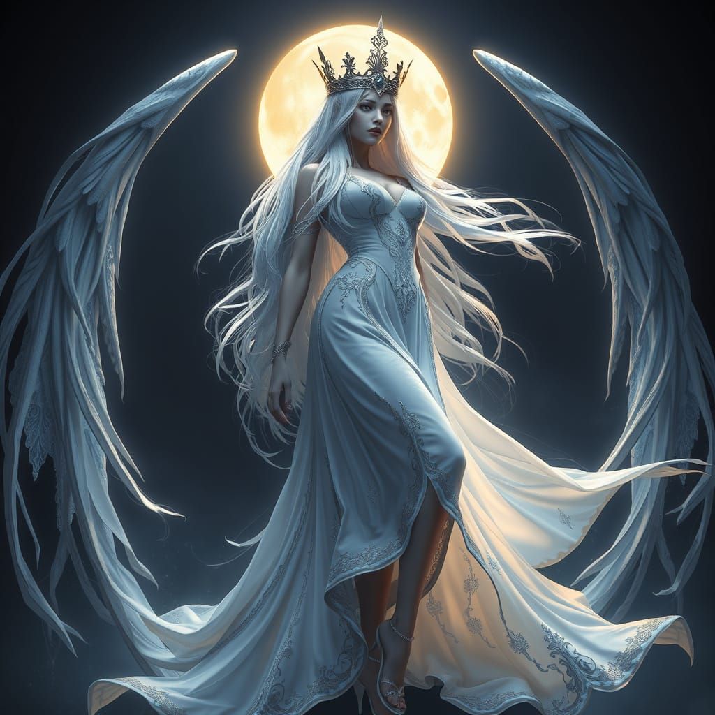 Ethereal Moon Goddess in Regal Attire