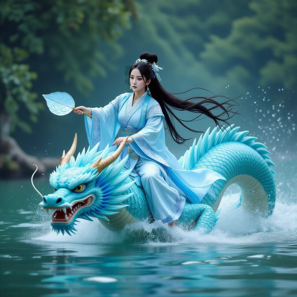 Water Spirit Dragon Dive in Hanfu