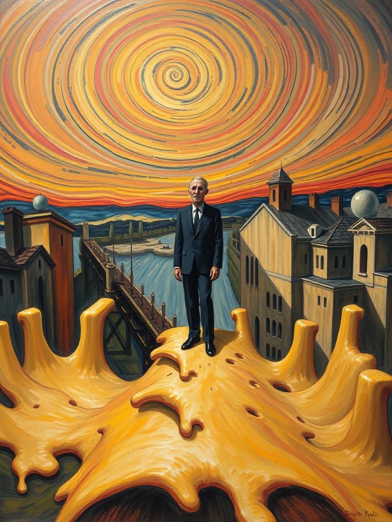 Surreal 'Scream' Figure in Melting Alien Landscape