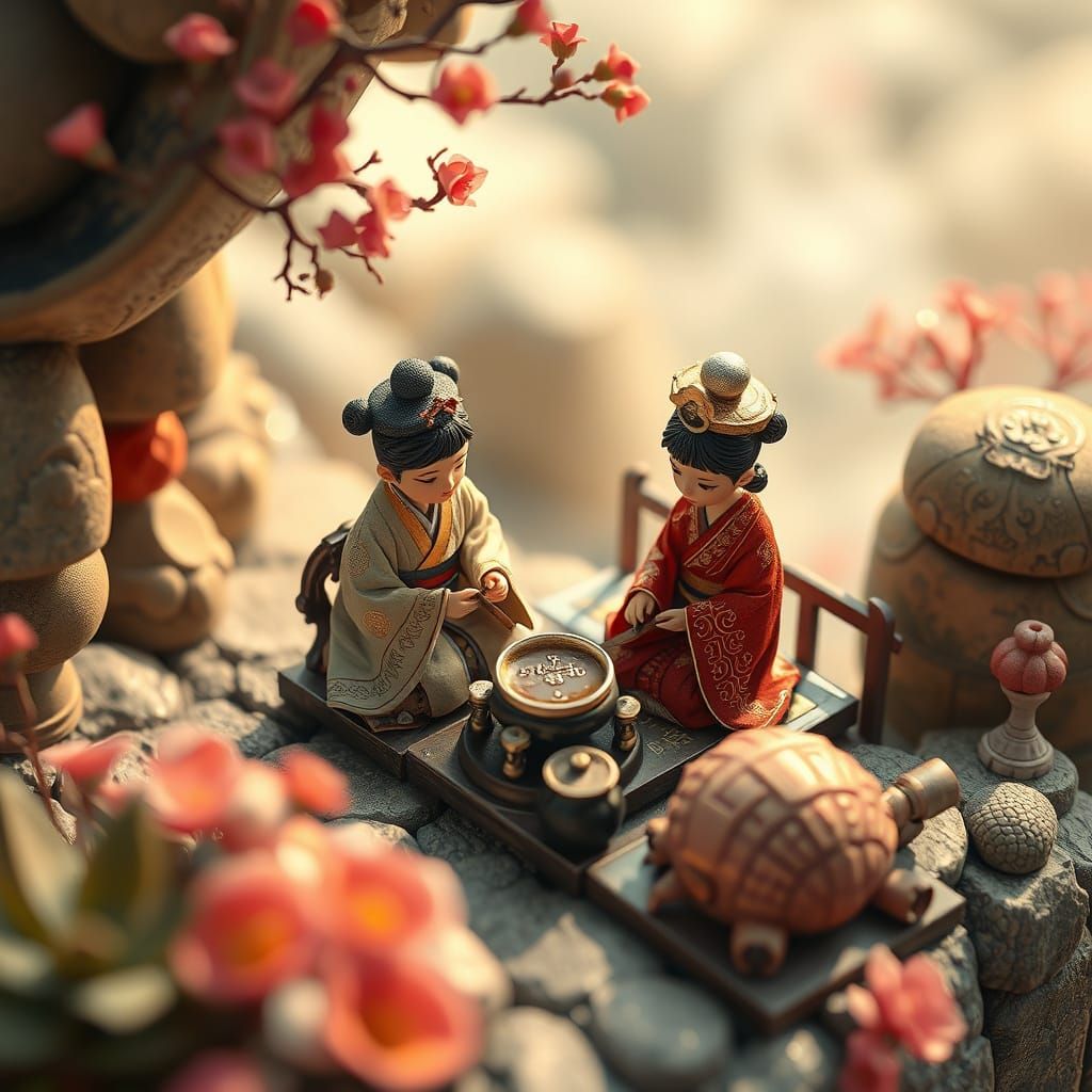 Quantum World Tea Ceremony in Anime Style