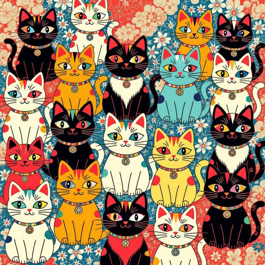 Cats in Dreamlike Pop Surrealist Style