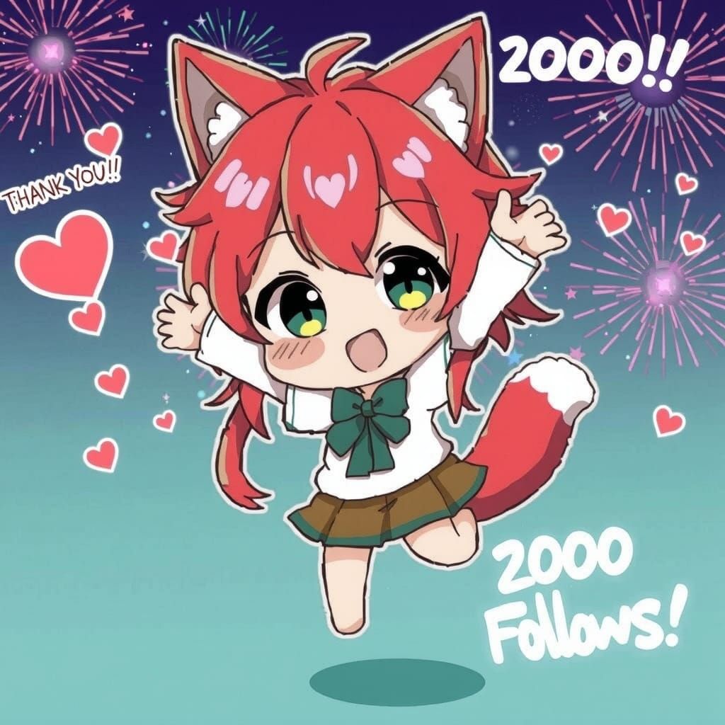 Kawaii Neko Chan Celebrates 2000 Followers with Joyful Firew...