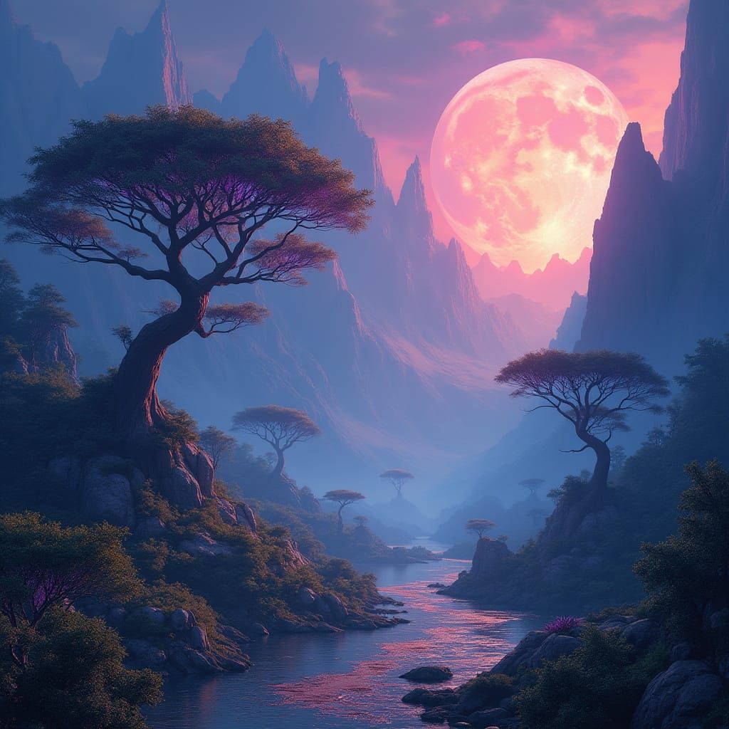 Enchanted, Ancient Realm Unfolds Under Starry Skies