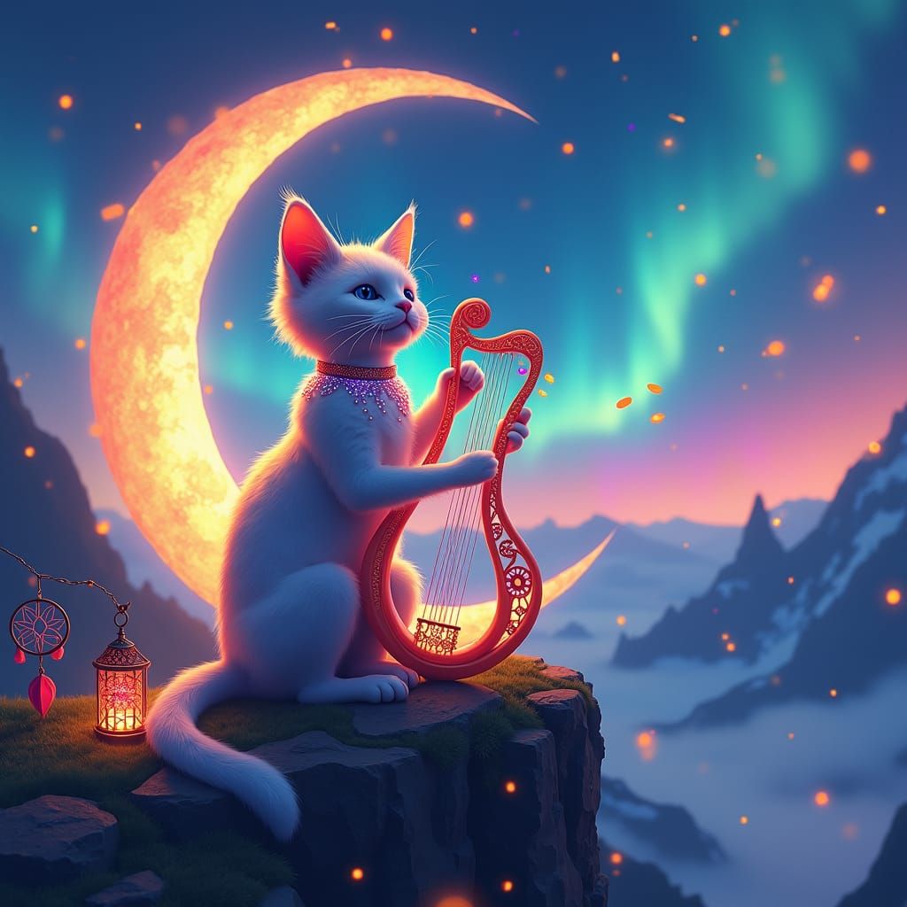 Mystical Cat's Aurora Lyre Song