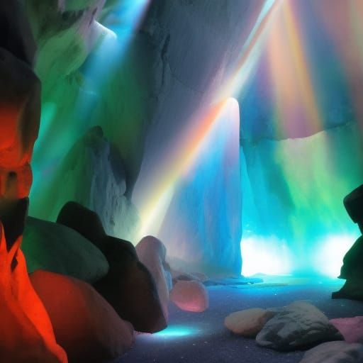 Crystal Cave with Dynamic Lighting in Photorealistic Style