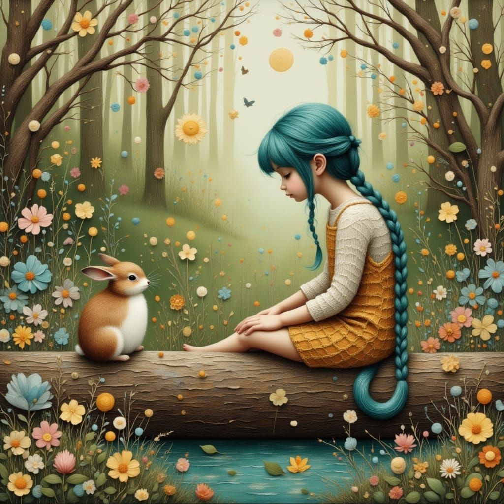 Sacred Stillness: Girl in Spring Woodland