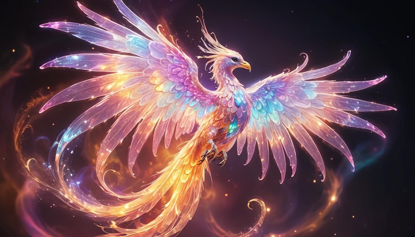 Fairy Phoenix with Cosmic Wings in Fantasy Art