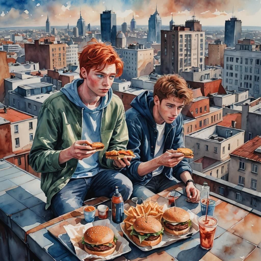 Picnic on the roof, Hank and Red Fox