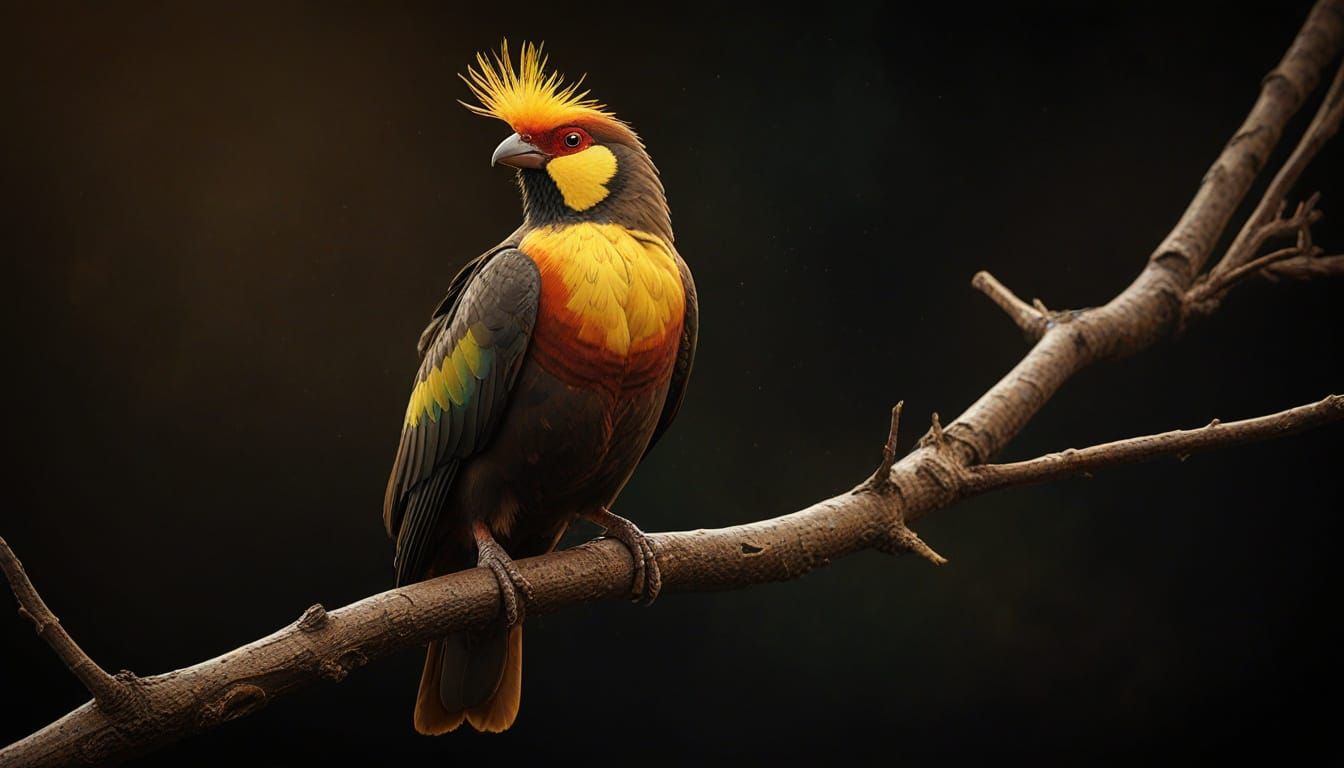 Yellow-Billed Oxpecker Bird Perched on Branch Concept Art