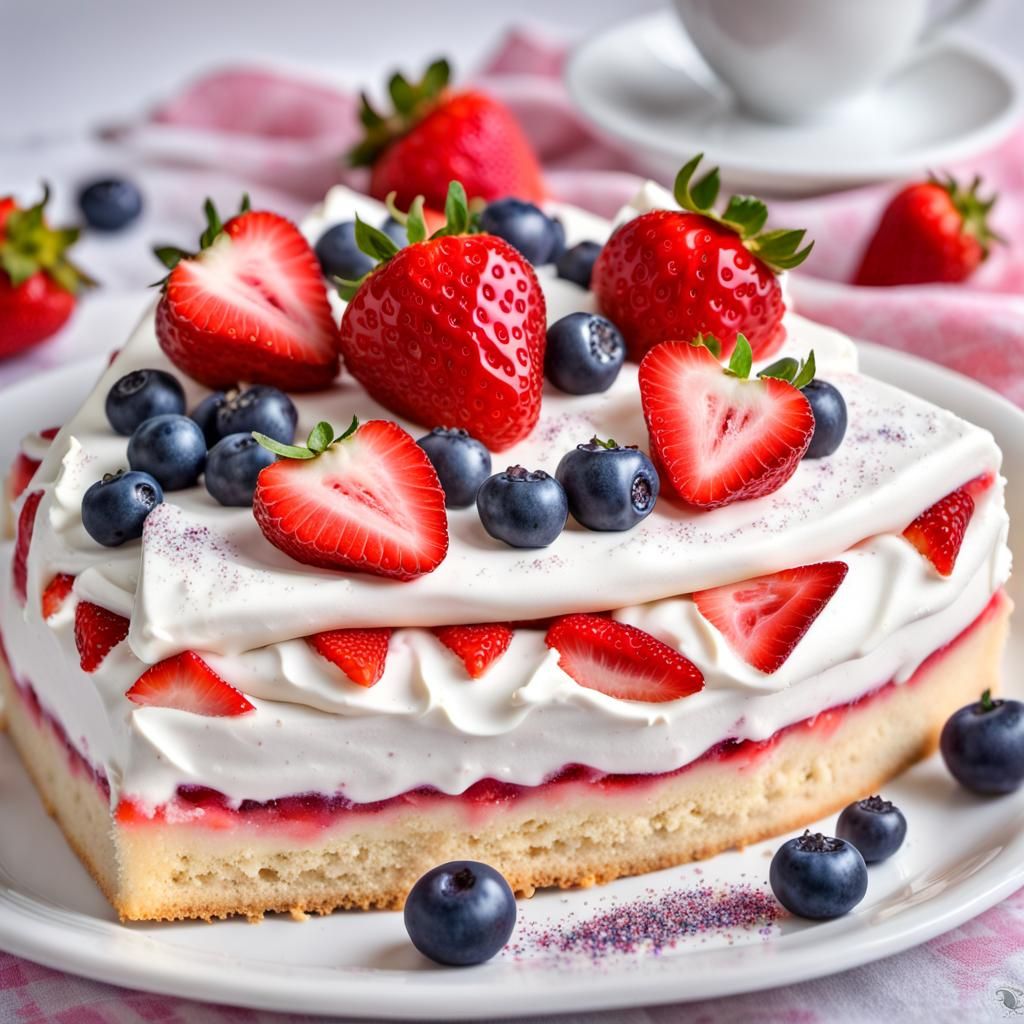Hyperrealistic Strawberry Shortcake Slice with Glitter