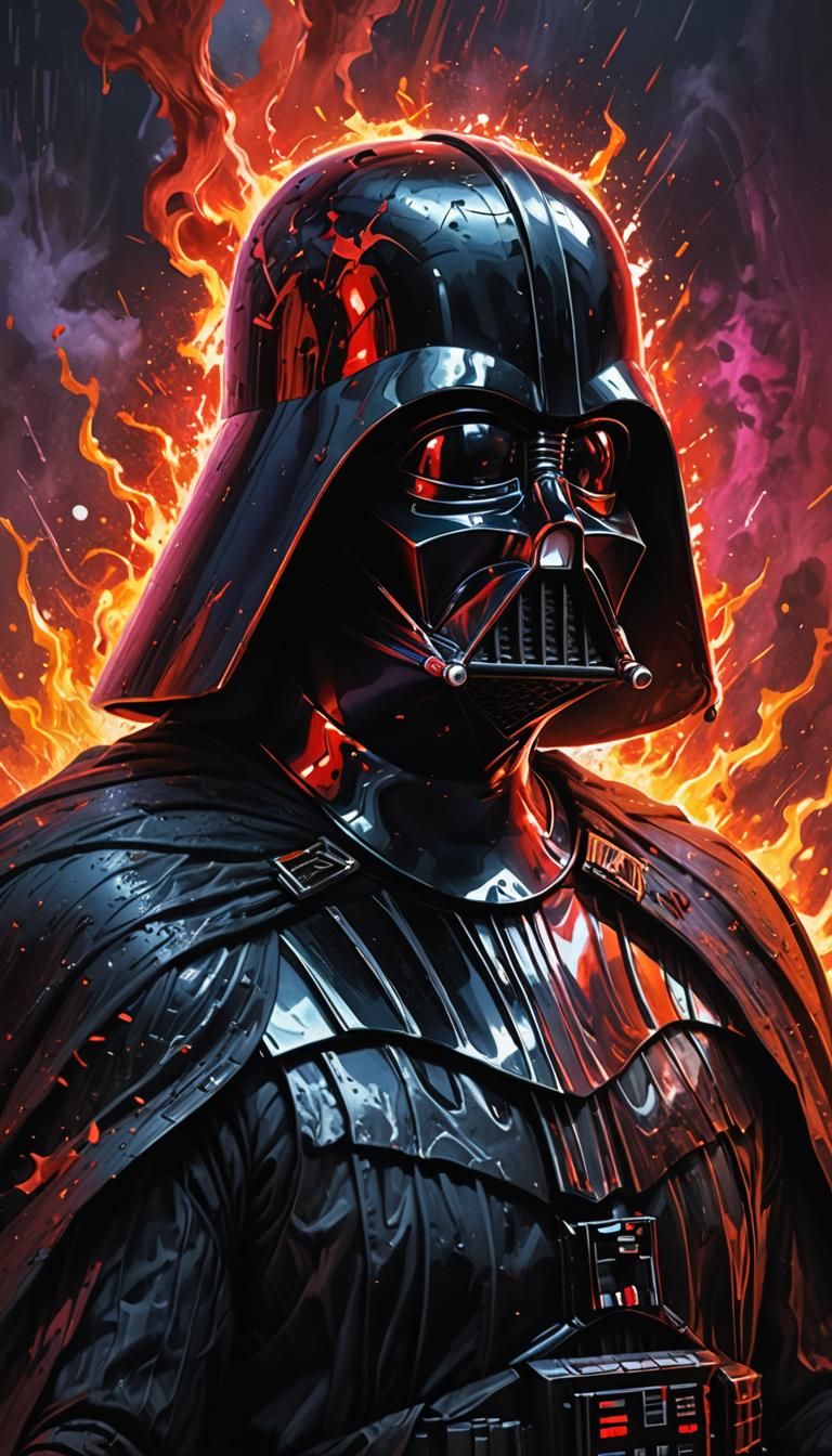 Hyperrealistic Darth Vader as Satan Concept Art