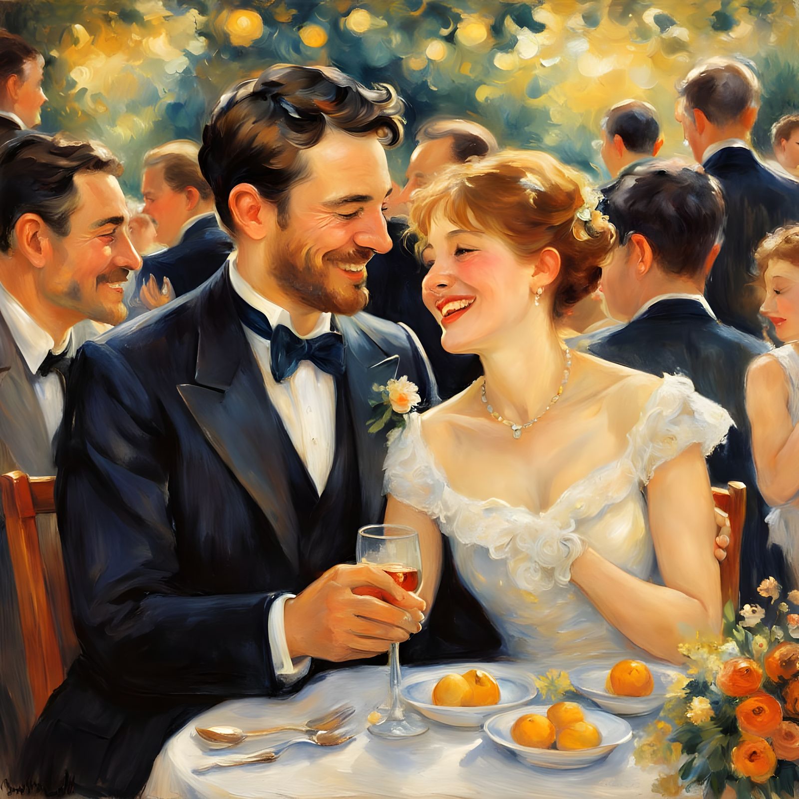 Couple in Joyful Harmony, Surrounded by Loving Onlookers