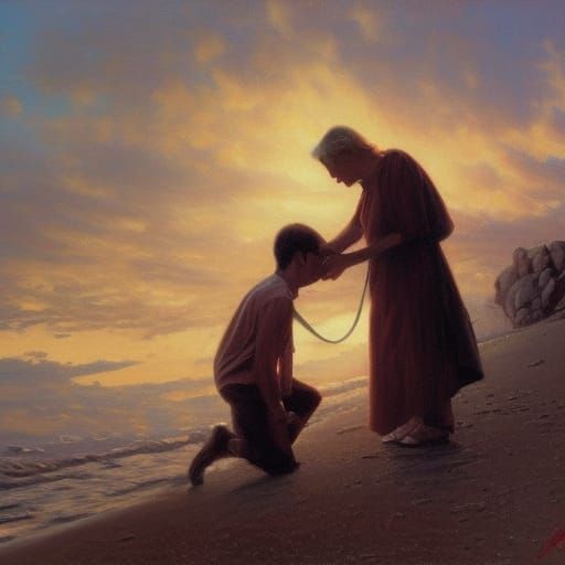 Saying Goodbye: Oil Painting in Gurney Style