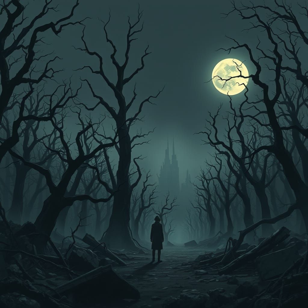 Ethereal Post-Apocalyptic Landscape at Dusk