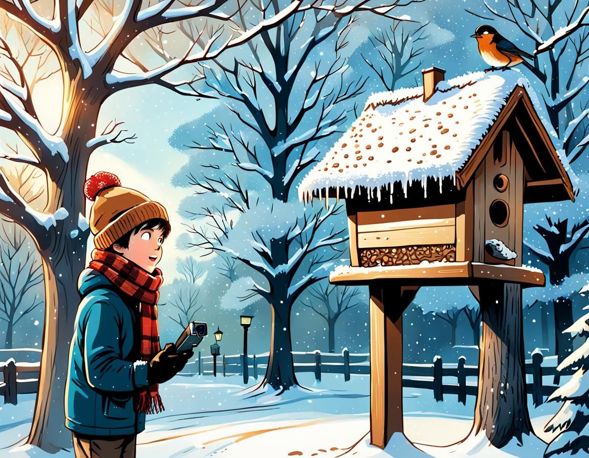 Winter Wonderland Bird Feeder Photo by a Mischievous Young A...
