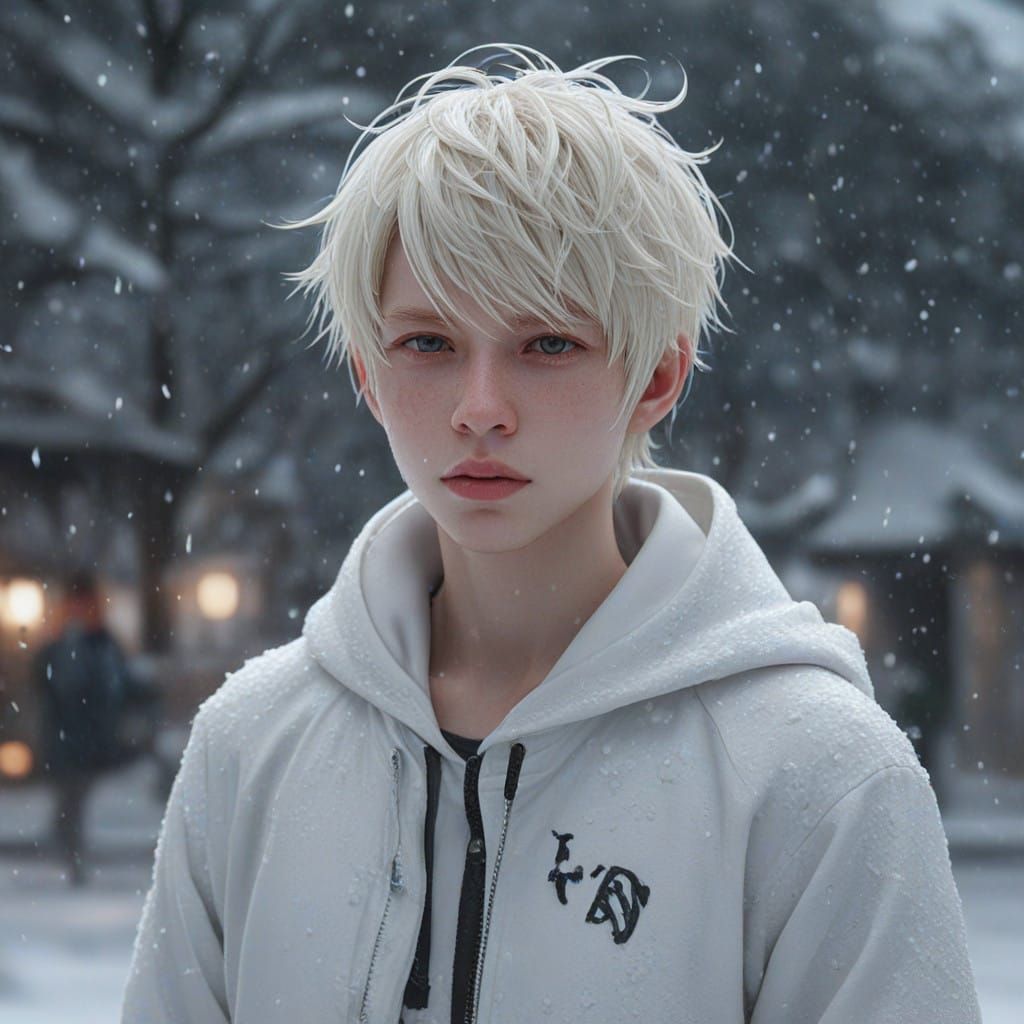 Surreal Anime Boy Endures Blizzard's Fury