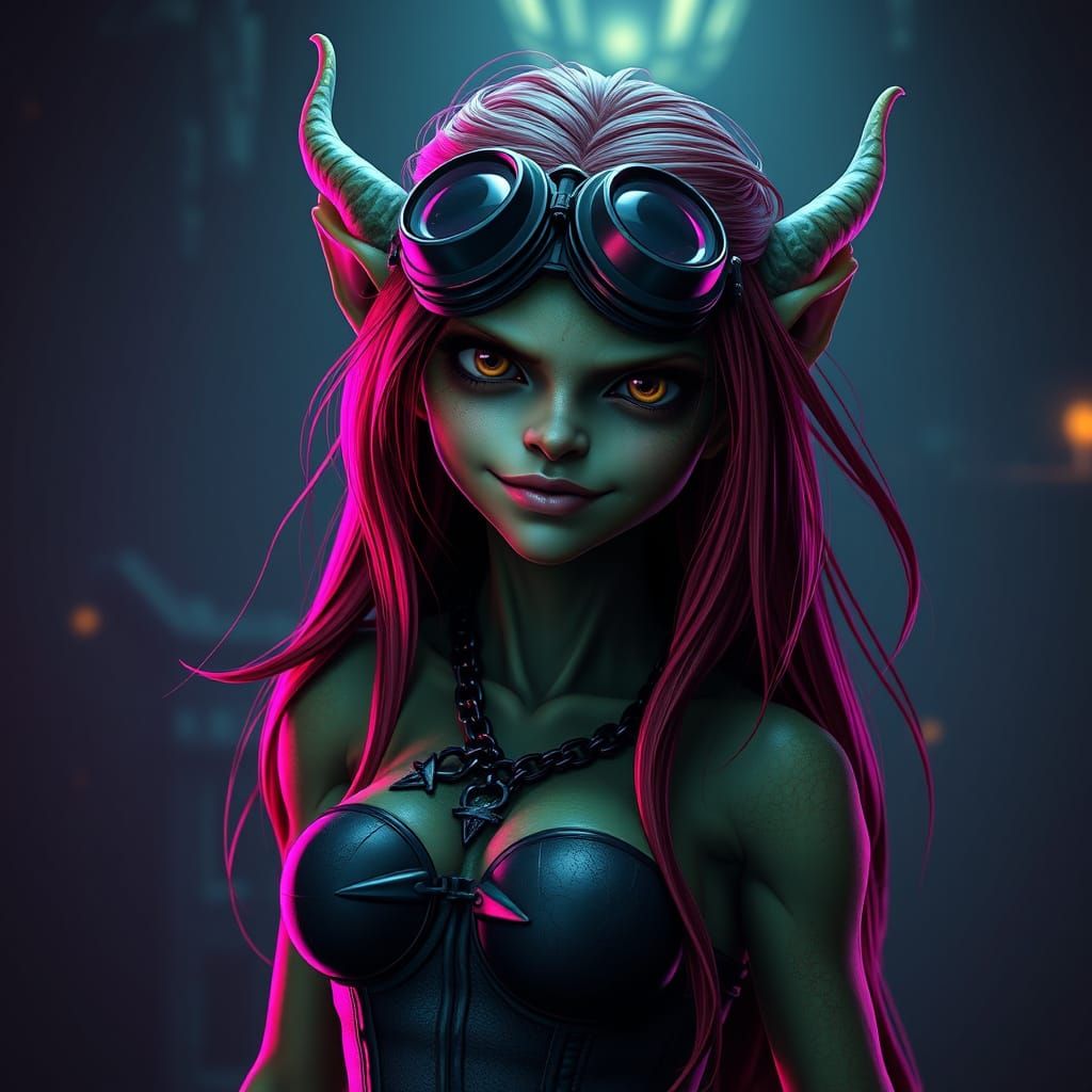 Green Goblin Woman in Dark Fantasy Style