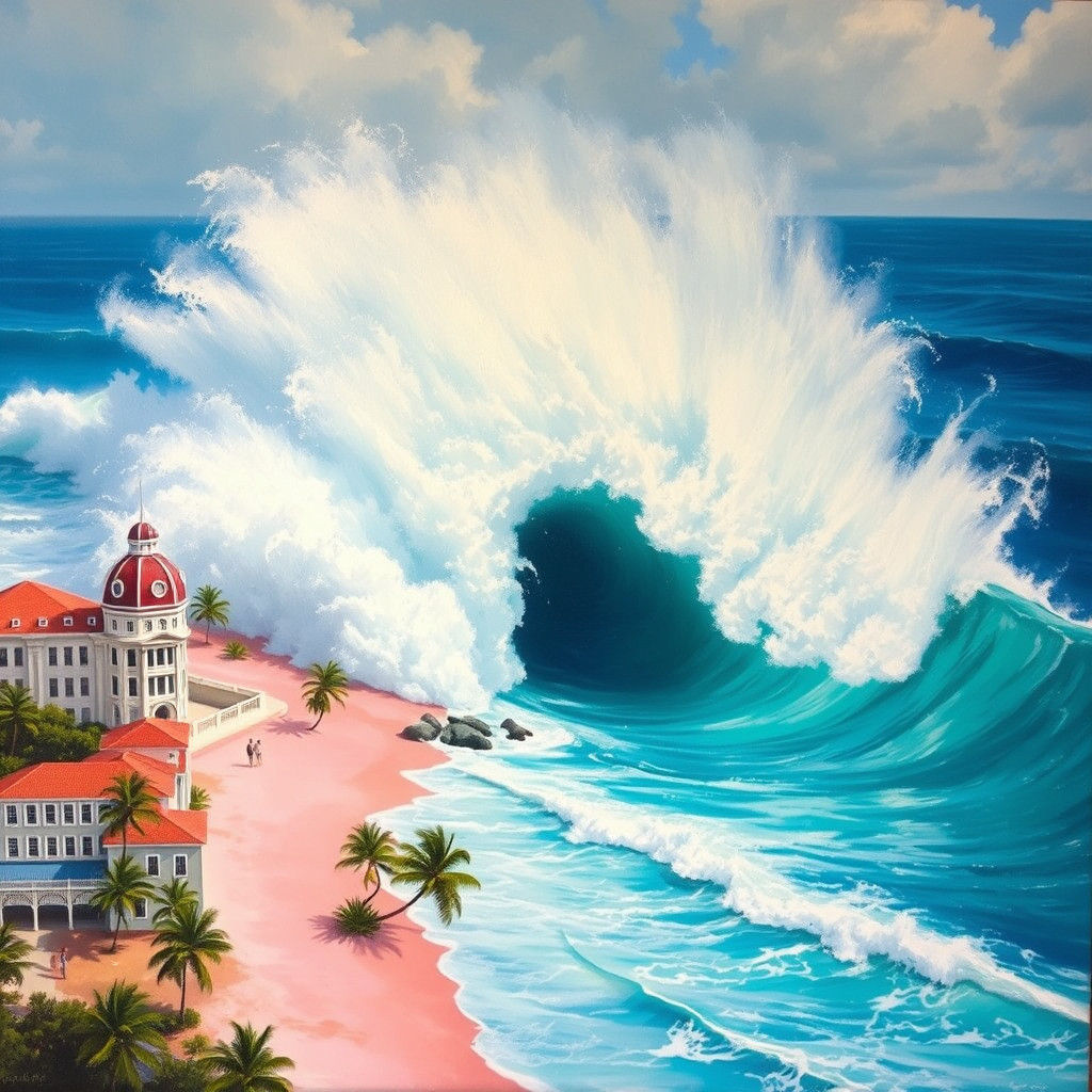 Tsunami Approaches Bermuda in Dramatic Painting