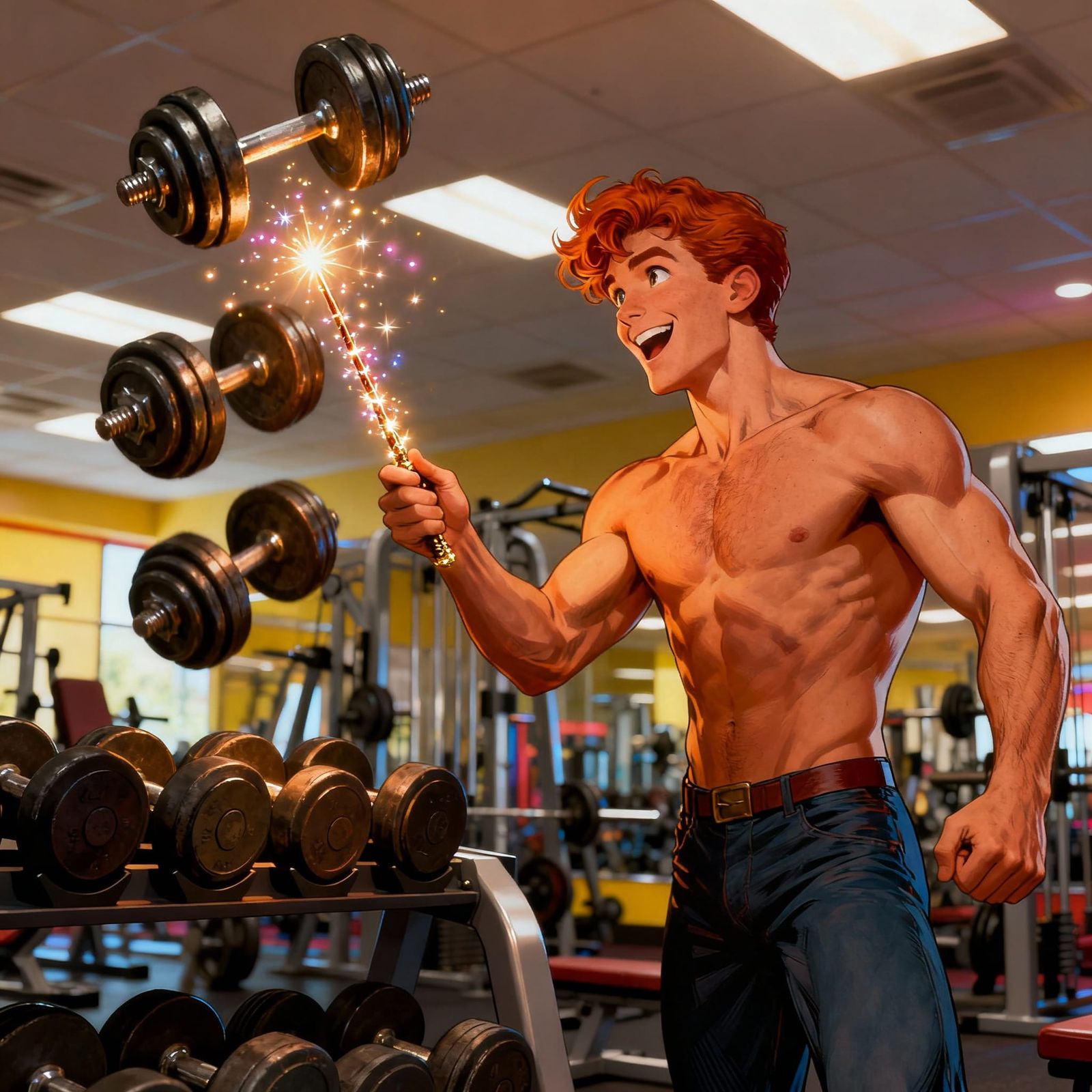 Jimmy Olsen Levitating Dumbbells with Magic Wand
