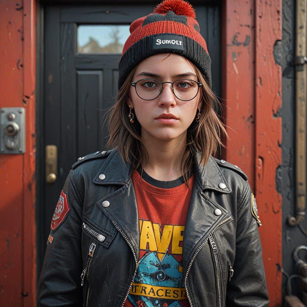 Rebellious Teenage Girl in Moody, Atmospheric Setting