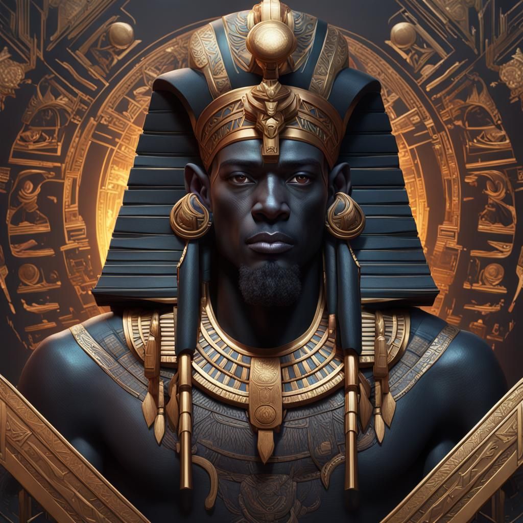 Black Egyptian Gods Portrait in Hyperdetailed Style