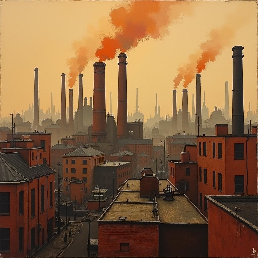 Gasworks in Industrial Northern Cityscape Style