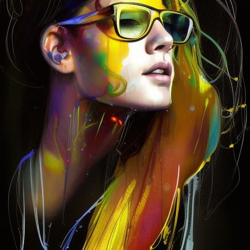 Female Portrait with Sunglasses in Digital Art Style