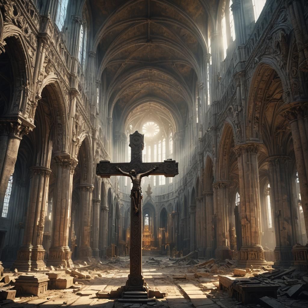 Cathedral with Colossal Cross in Digital Matte Painting