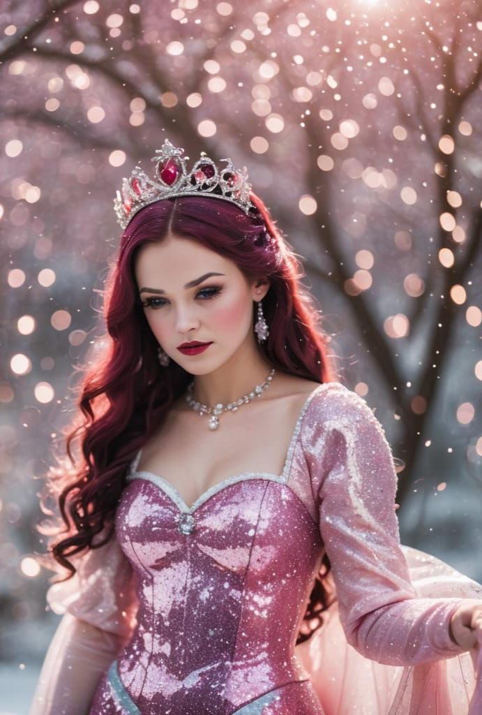 Snow White Space Mermaid with Pink Sparkles
