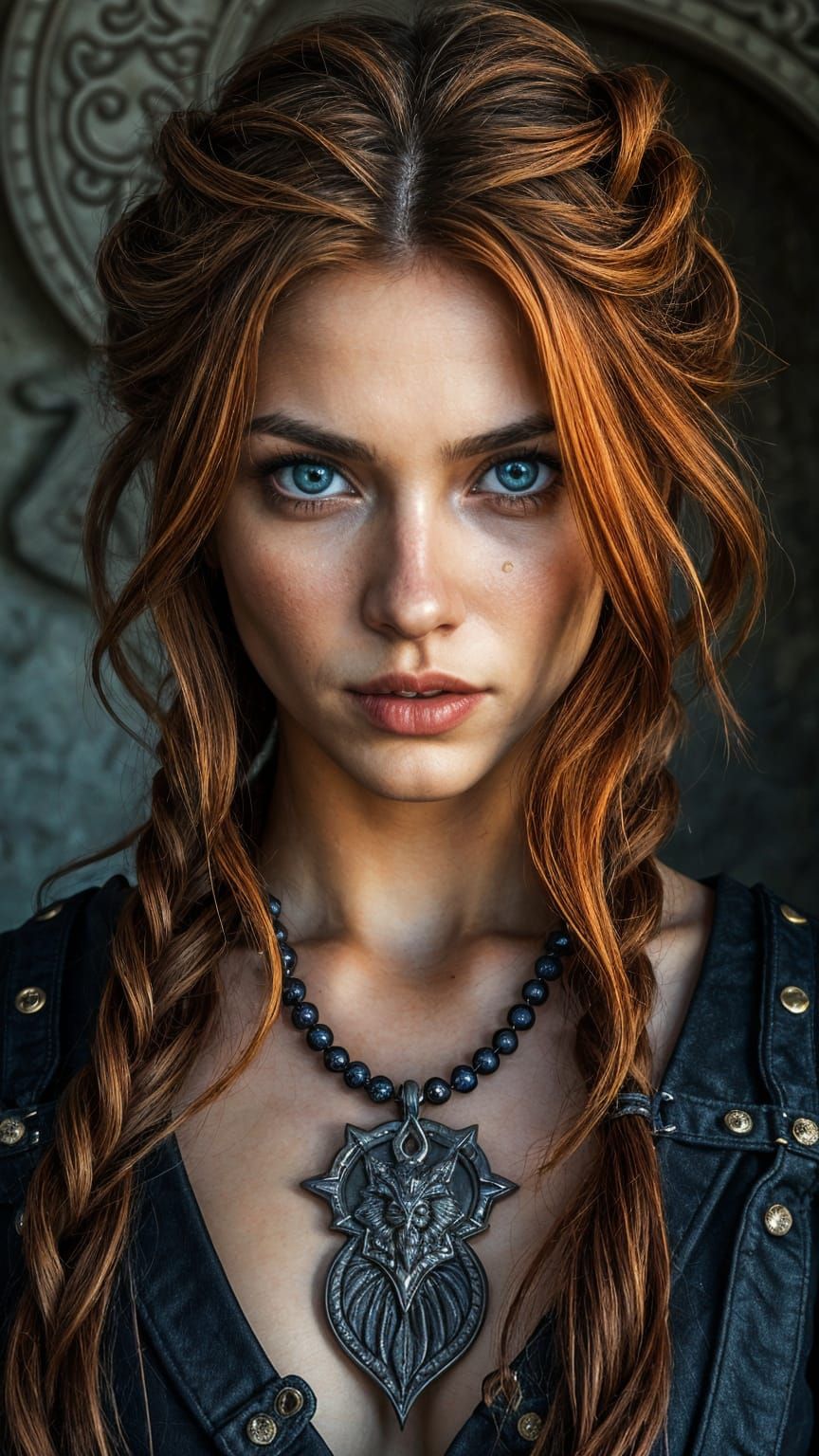 Nordic Woman with Wolf Pendant in Pagan Ceremony