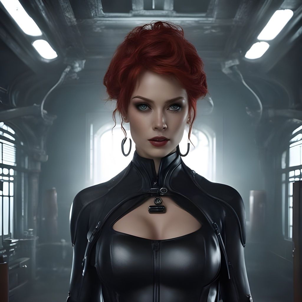 Futuristic Gothic Nurse Portrait in Bioluminescent Detail