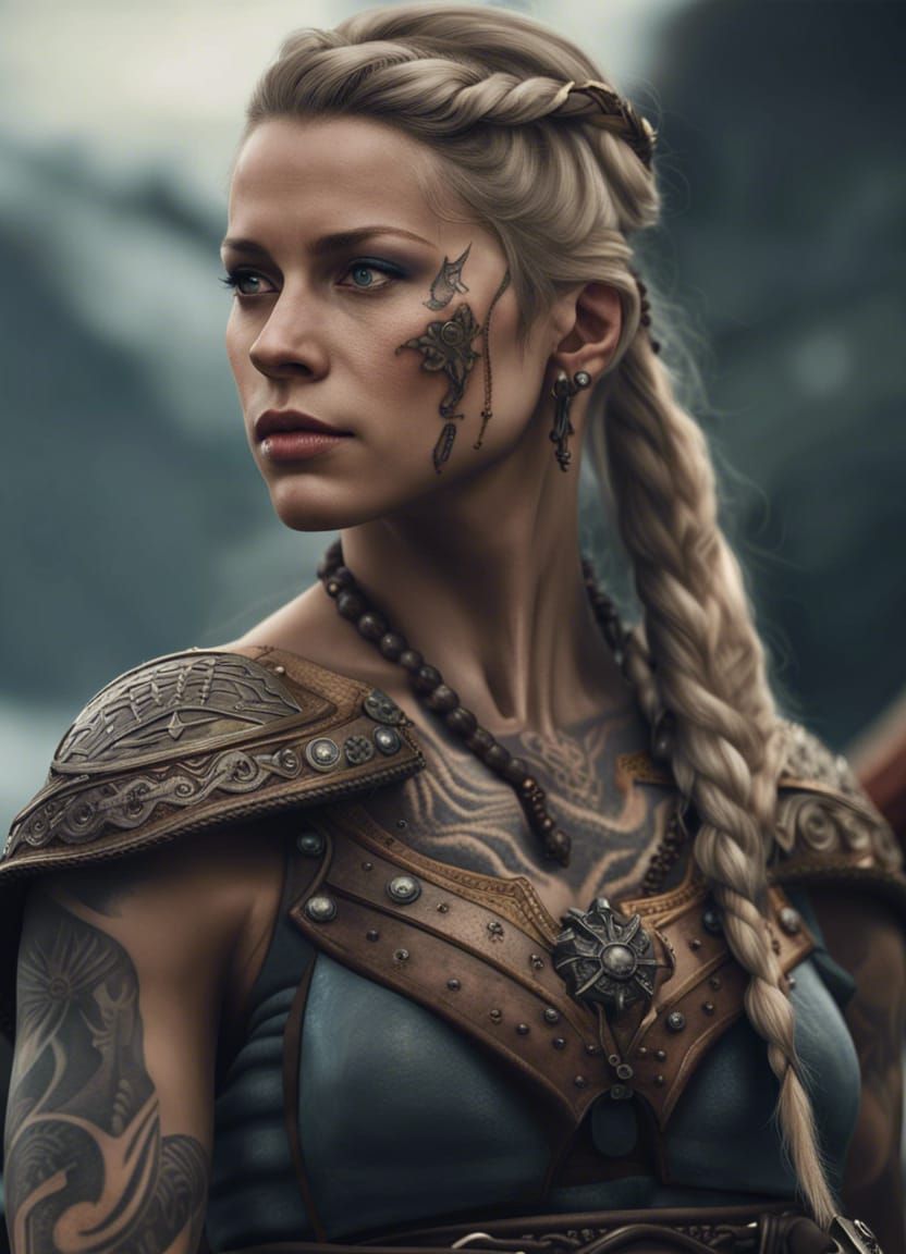 Beautiful Viking Warrior Woman in the Fjords