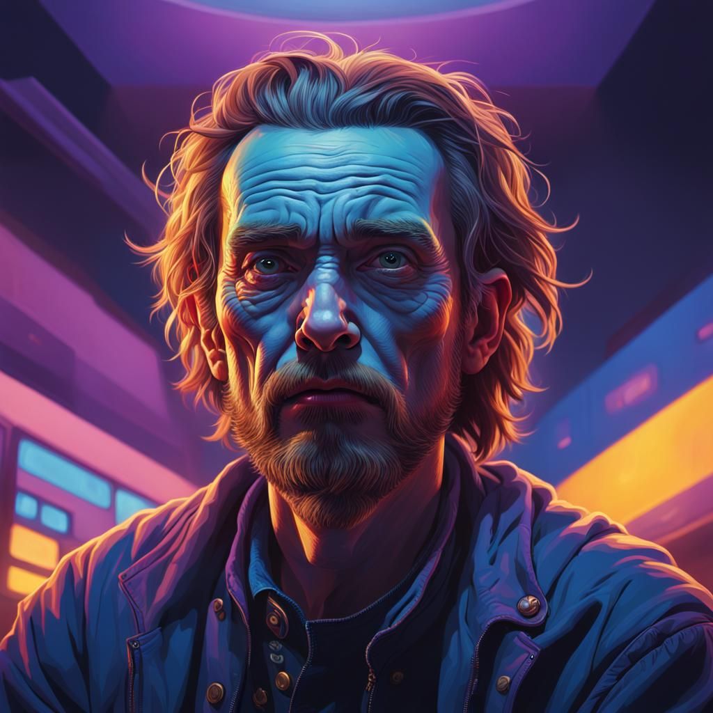 Psychedelic Portrait with Emotional Depth in Concept Art Sty...