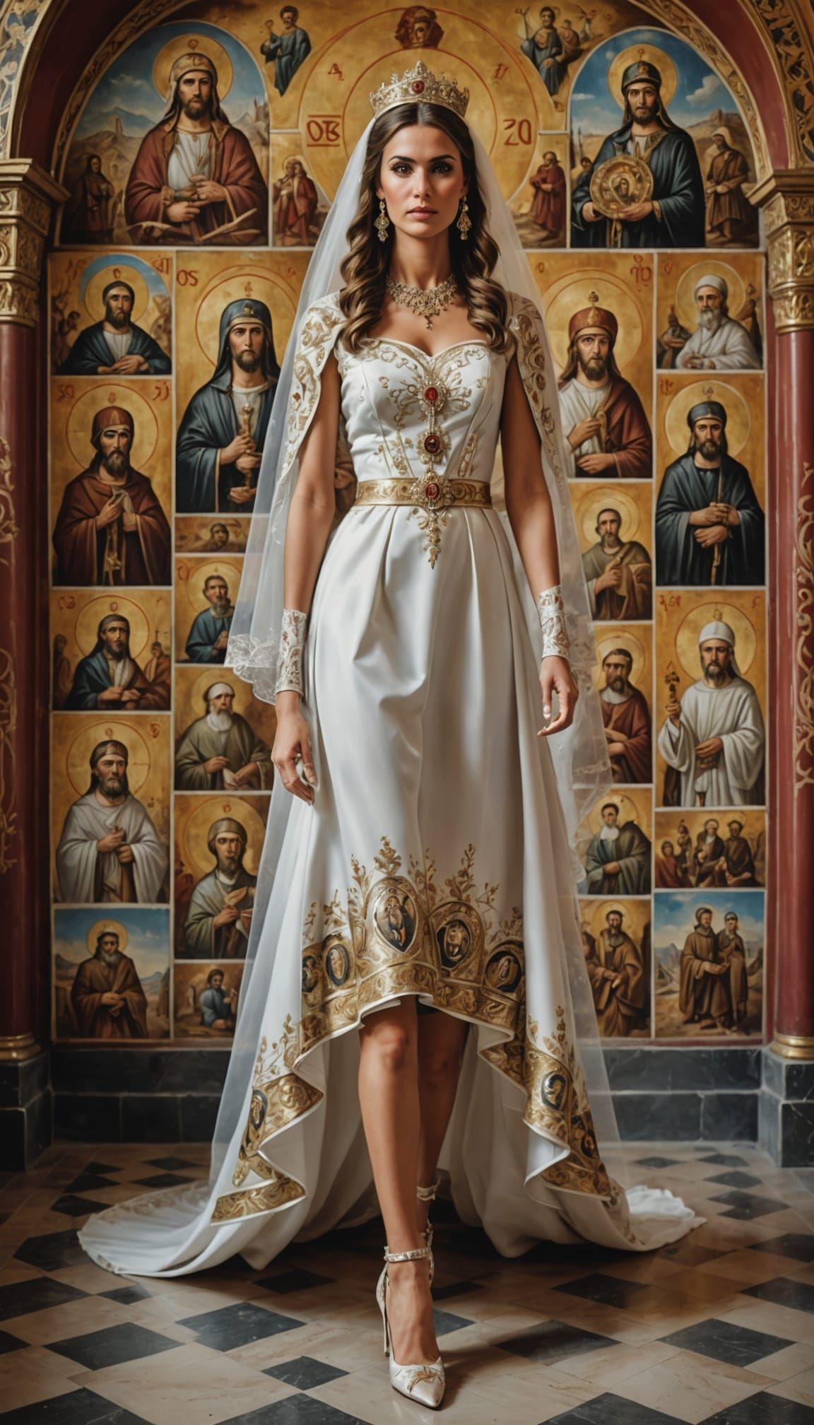 Macedonian Bride Portrait in Traditional Orthodox Setting