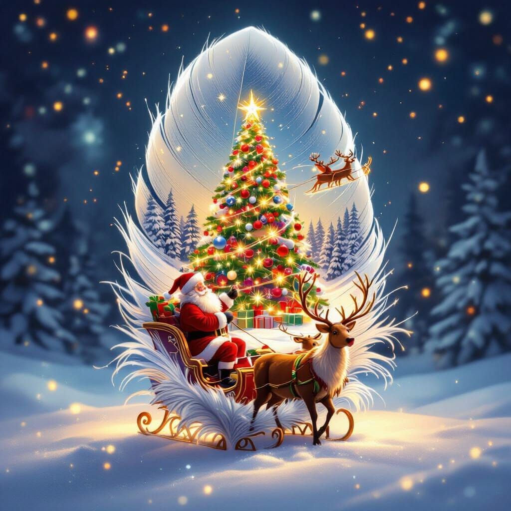 Christmas Scene Inside Majestic Feather