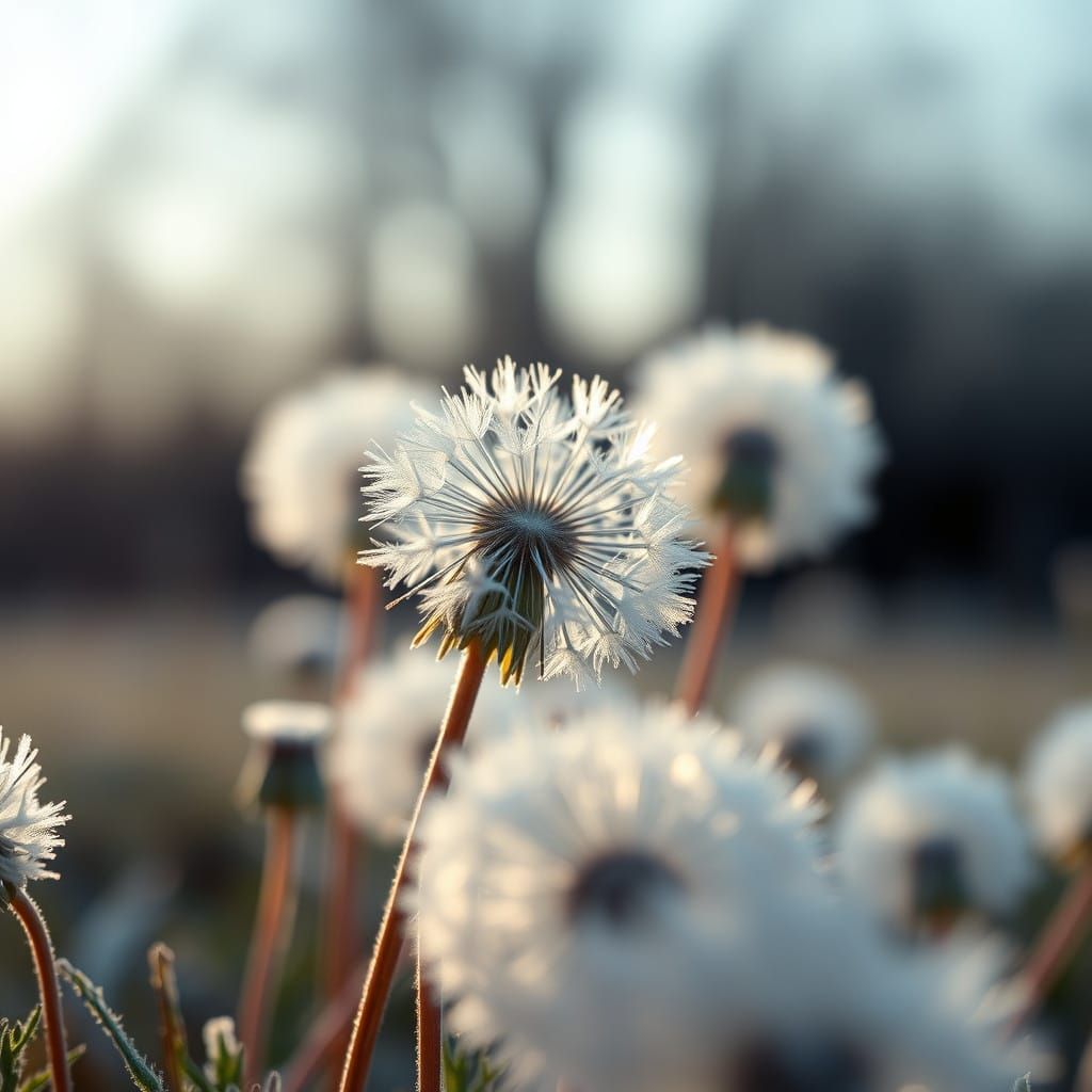 Frosty Dandelions in Studio Portrait