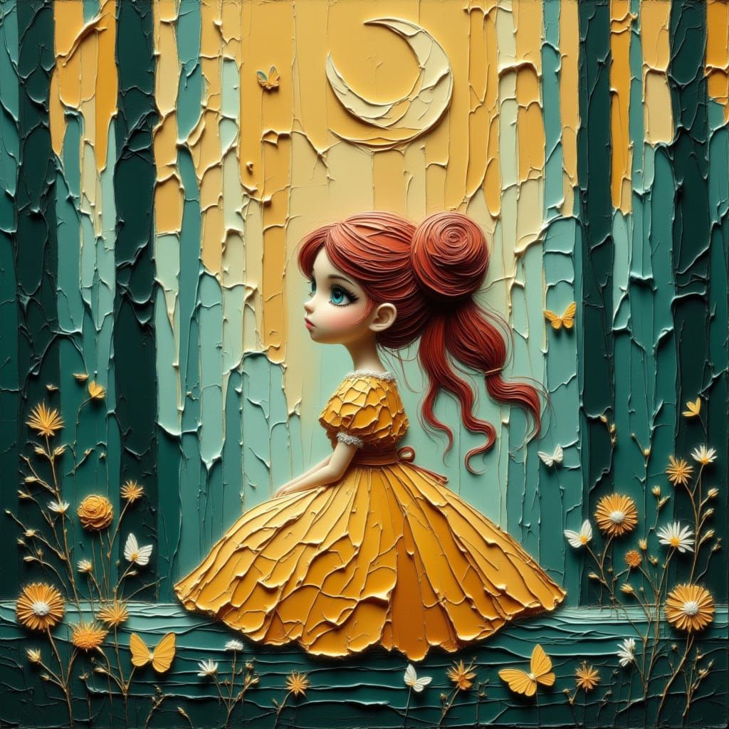 Ethereal Fantasy Forest with Red-Haired Woman