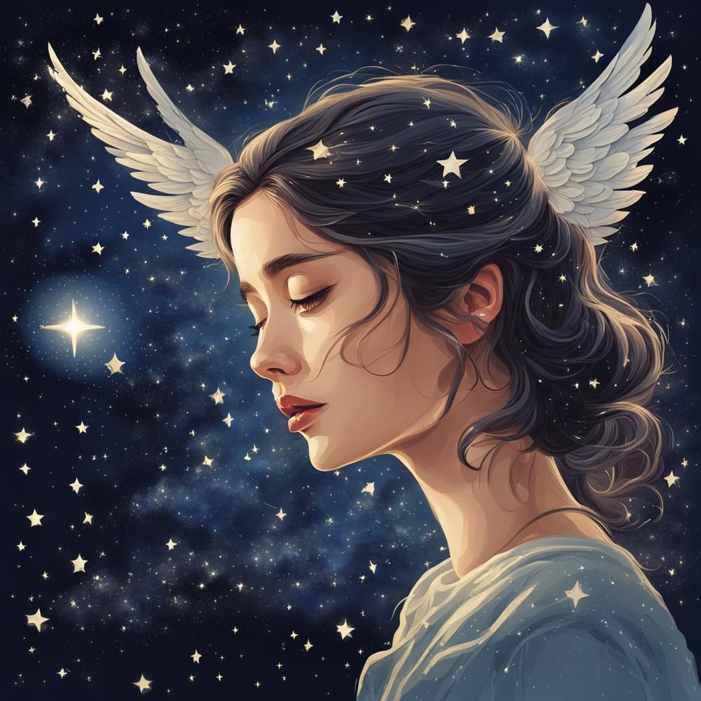 Celestial Woman: A Starry Night Creation