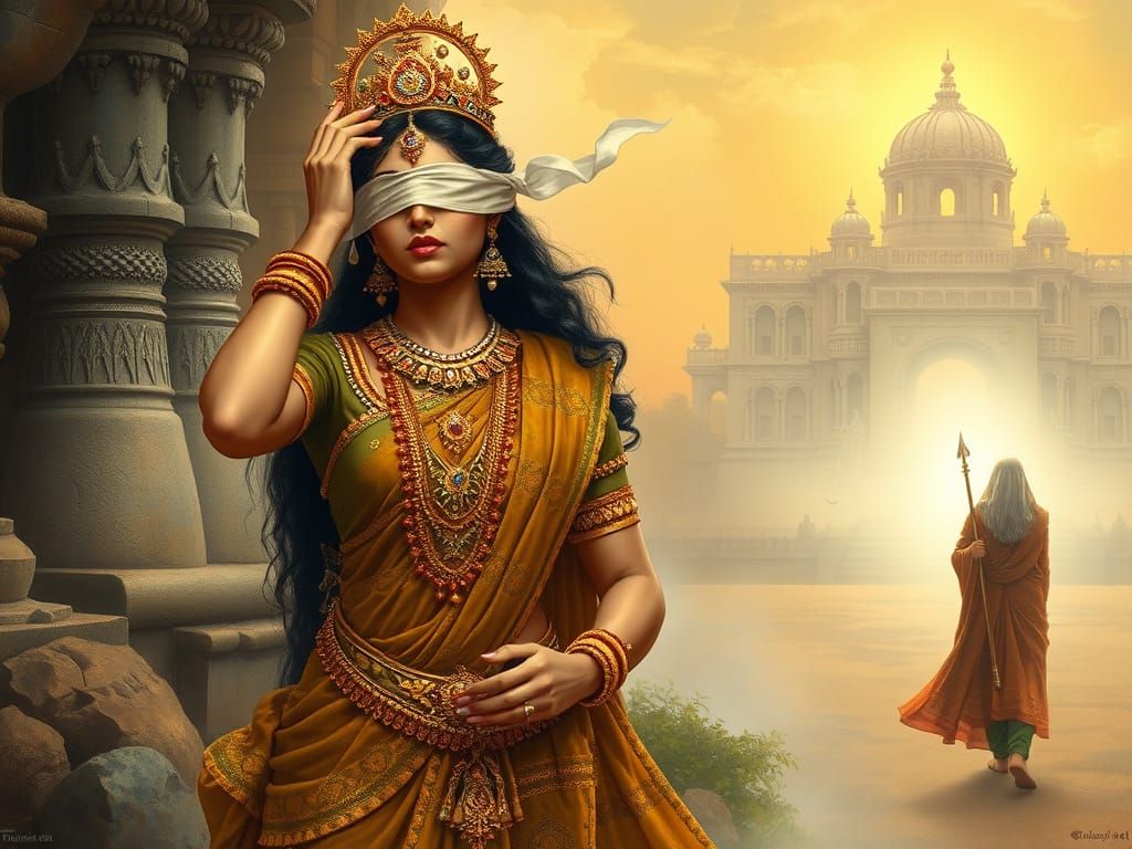 Gandhari's Frustration: A Mystical Indian Scene