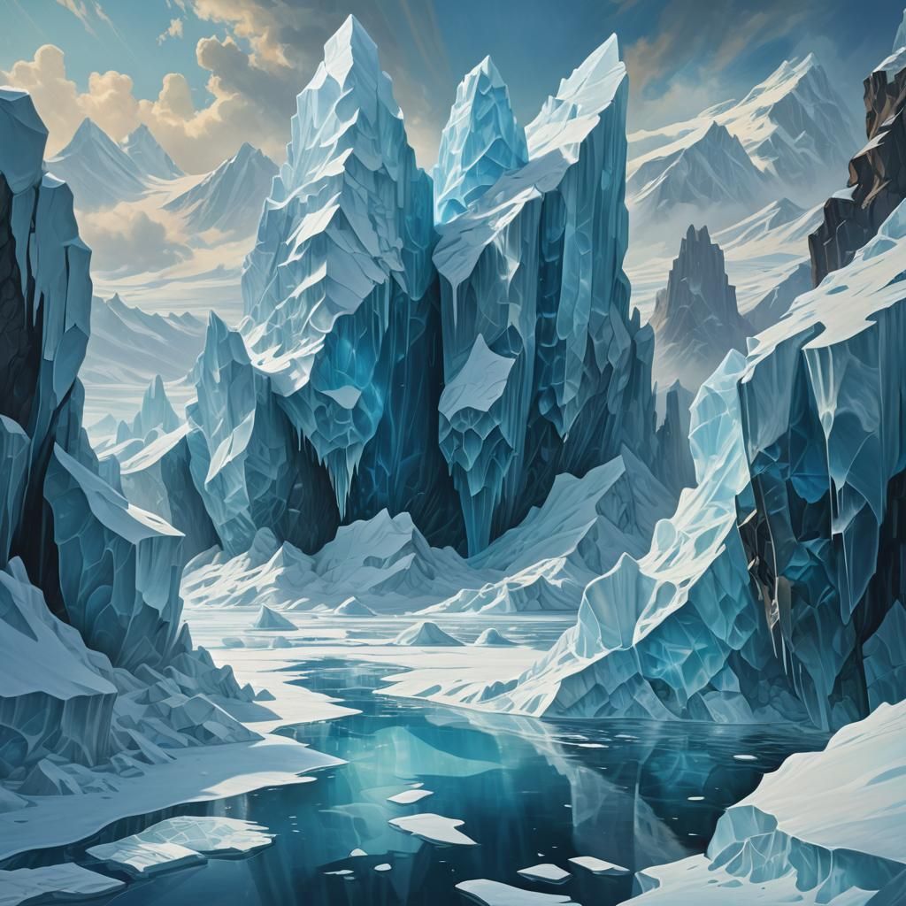 Majestic Iceberg in a Crystalline Expanse