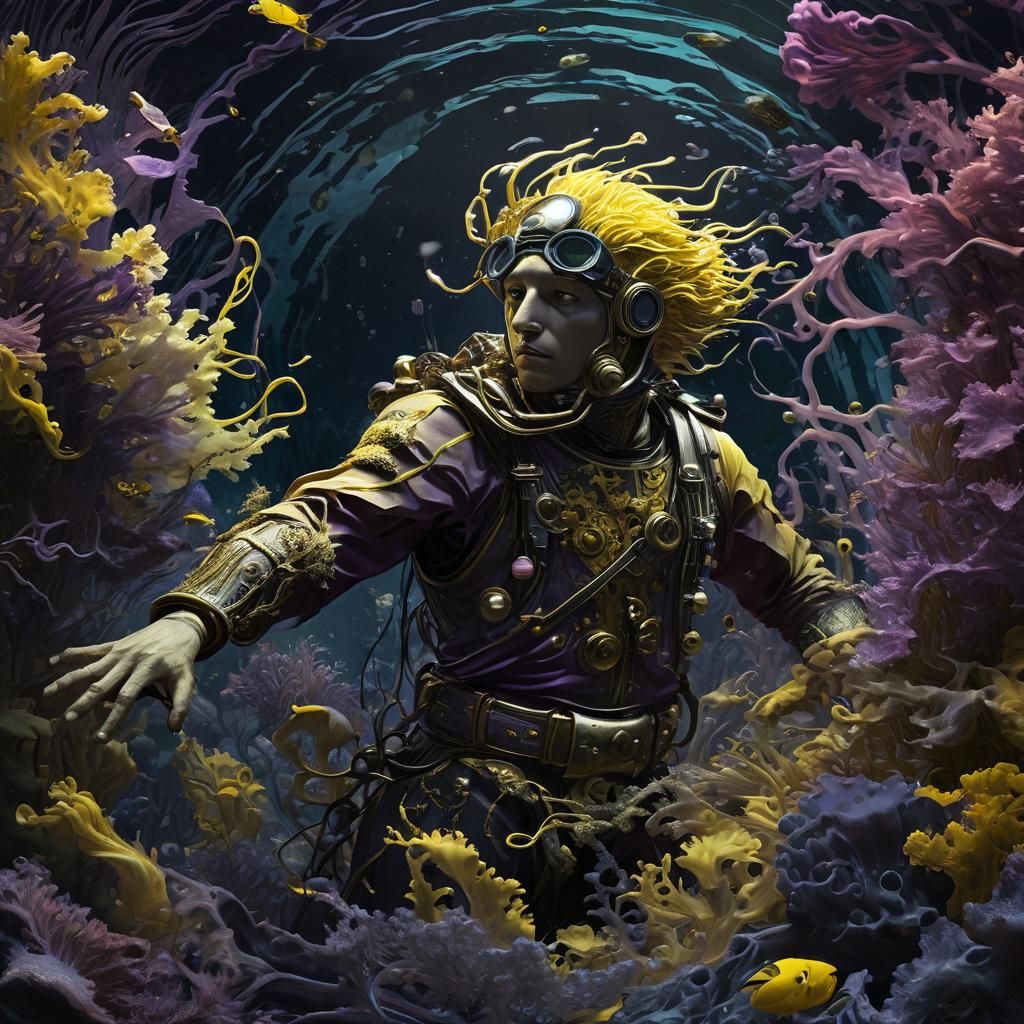 Pearl Diver in Dark Fantasy Ocean Depths