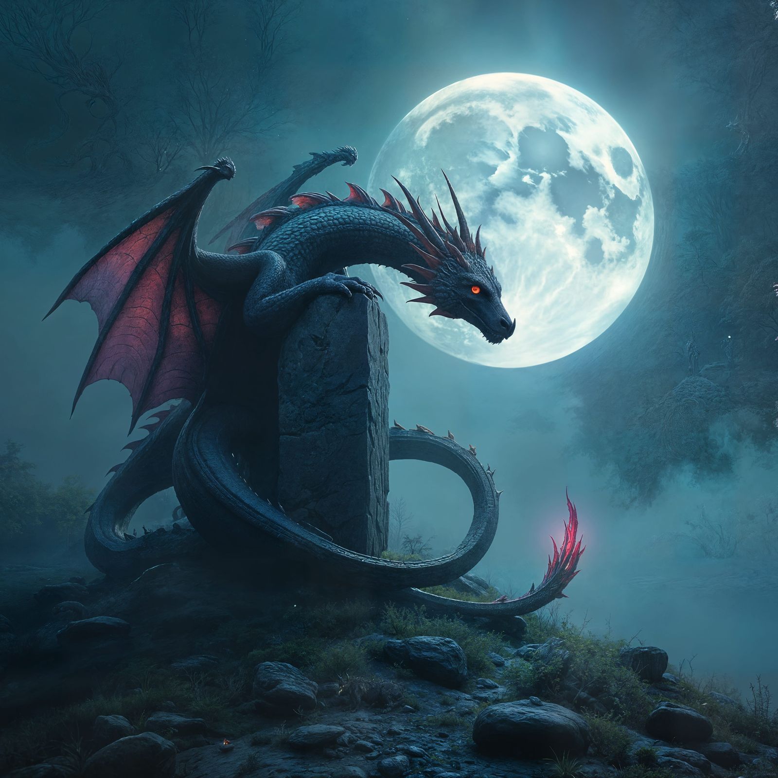 Celtic Dragon Guardian in Art Nouveau Style