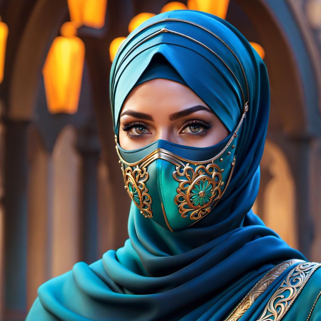 Woman in Hijab: Detailed Portrait in Artgerm Style