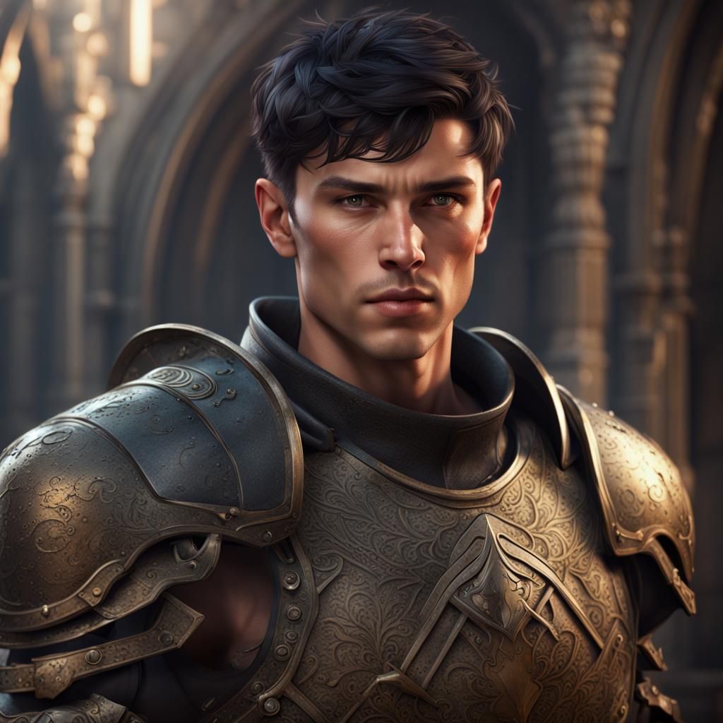 Handsome Male Warrior in Rogue Armor